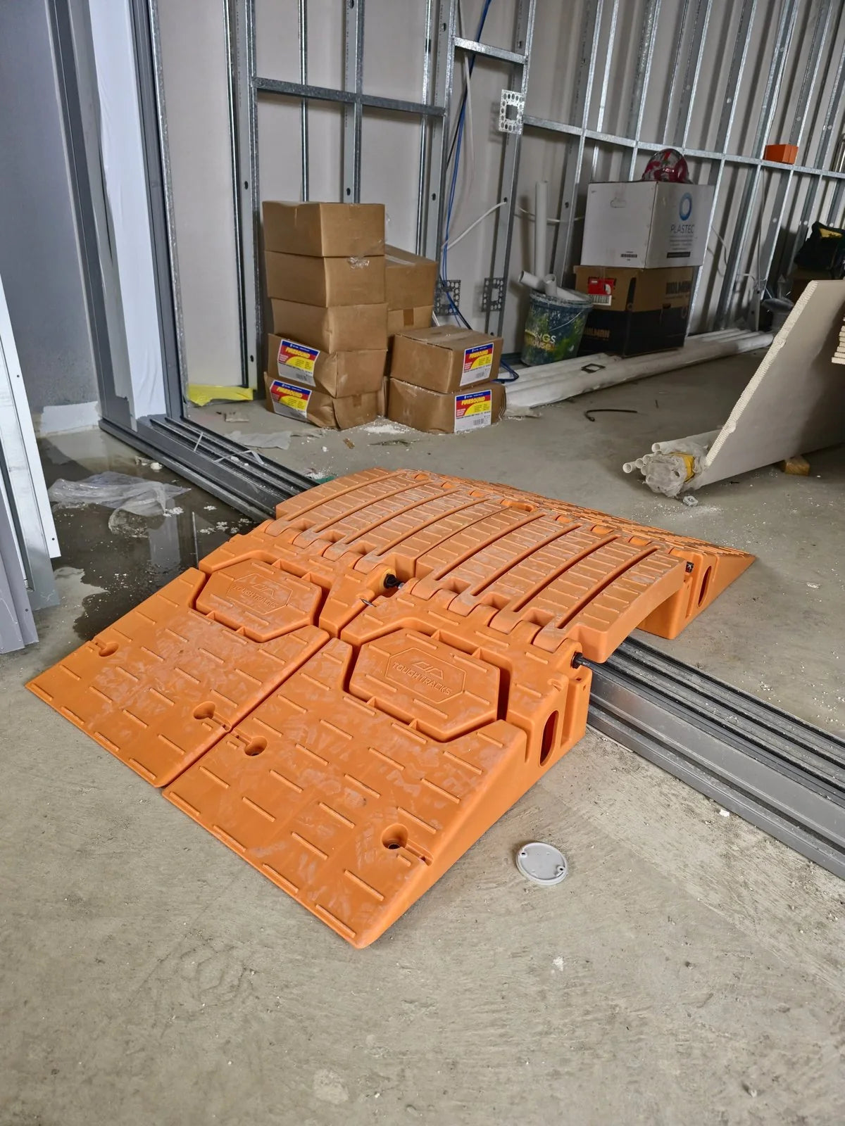 ToughTracks systems side by side across a construction opening