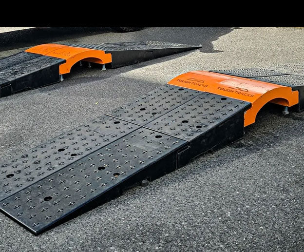Custom TOUGHERTRACKS 2.0 arrangement with rubber ramps and steel span